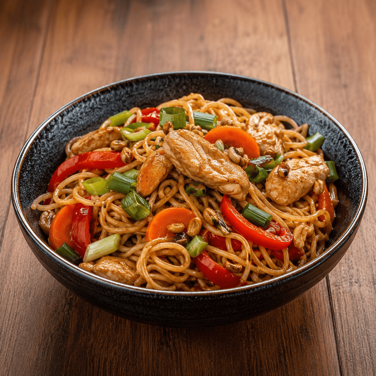 Chicken chow mein with mixed vegetables