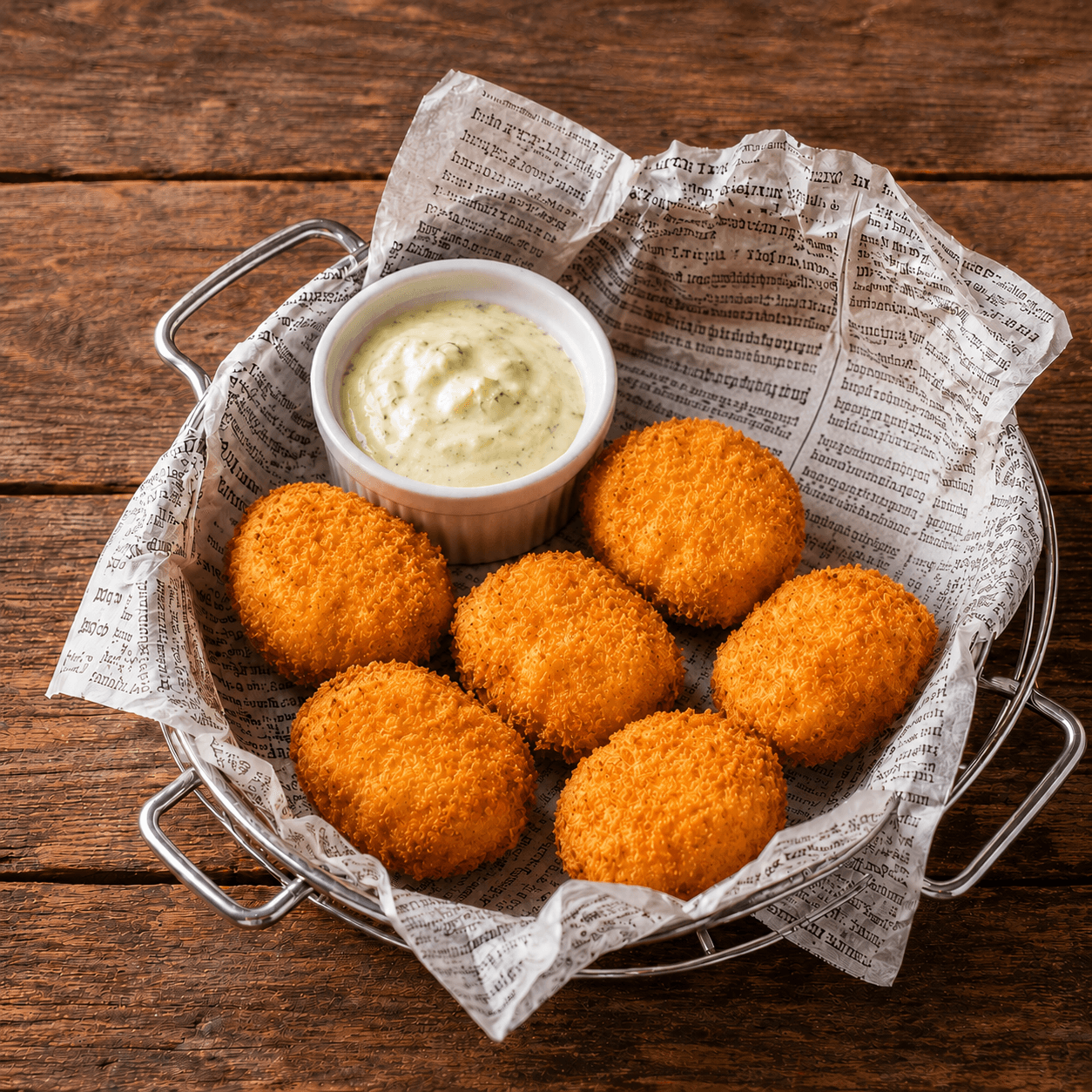 Crispy fish nuggets with tartar sauce