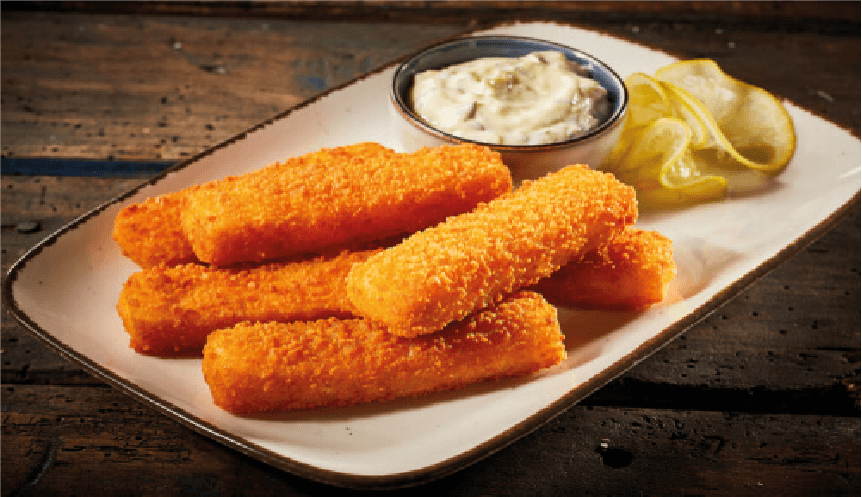 Golden fried fish fingers with tartar sauce