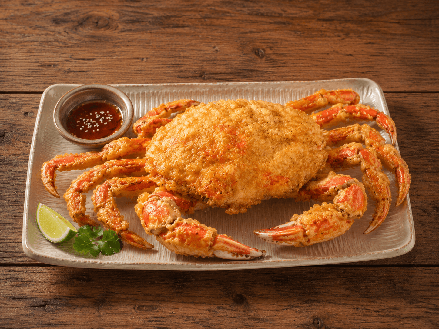 Hot fried whole crab