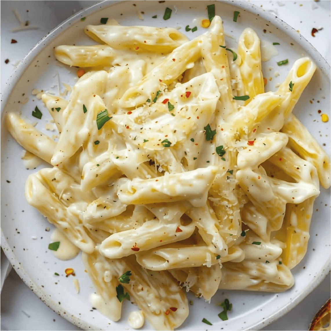 Penne pasta in creamy white sauce